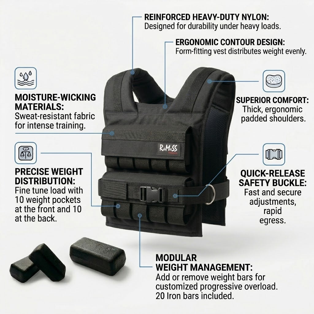 RAMASS Fitness Weighted Vest 20kg